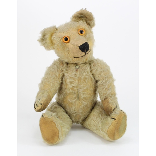 674 - Teddy Bear Interest. Single owner collection. C.1920's Chad Valley mohair plush bear. With orange an... 