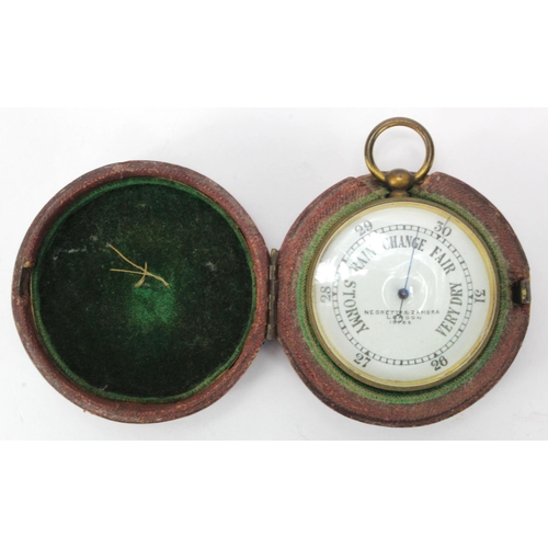 899 - Cased Negretti & Zambia London barometer model 10766. Condition- small nibbles to the edge of the gl... 