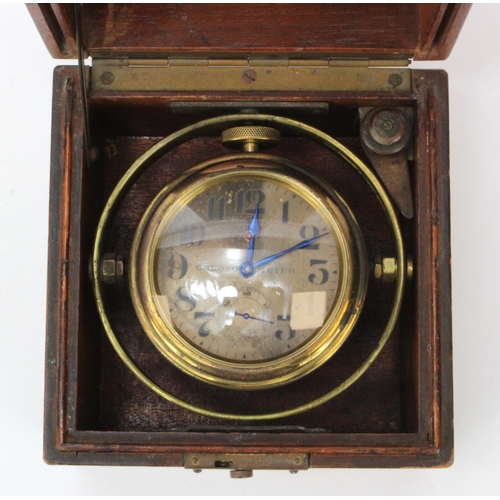 904 - Marine chronometer. A Zenith chronometer in original box with silvered dial and subsidiary seconds d... 