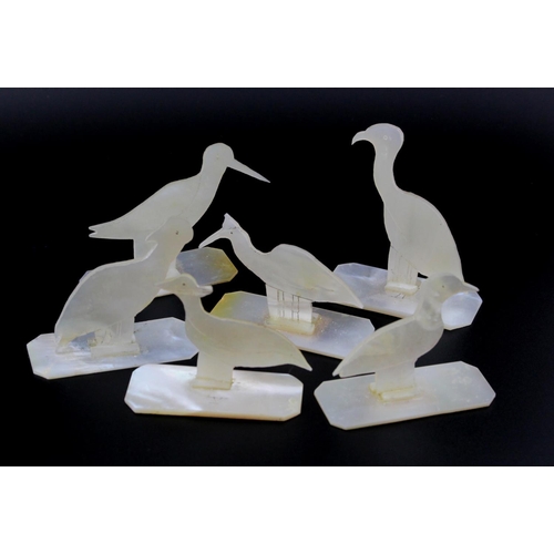 996 - Six mother of pearl place settings depicting birds