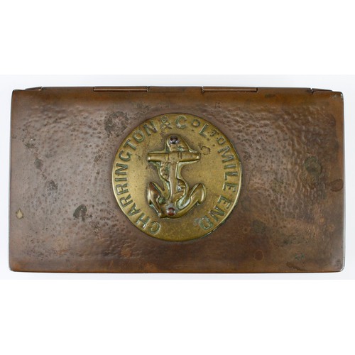 936 - Brewery related - copper Presentation box with a Charrington & Co. Ltd., Mile End, brass Horse Brass... 