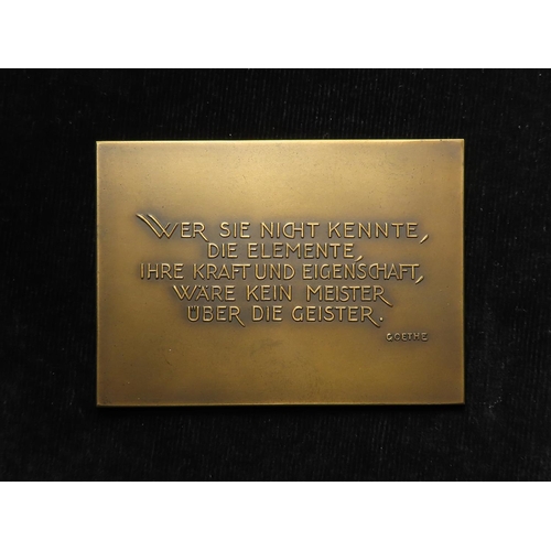 1073 - Zeppelin Interest: Bronze plaque 89.5mm by C. Stock commemorating the flight of the Zeppelin L.Z. 12... 