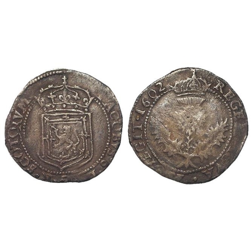 1661 - Scotland, James VI Half Thistle Merk 1602, 3.24g, nVF/F