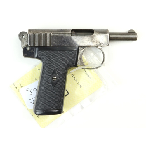 1782 - Webley & Scott 7.65mm / .32 Cal: Automatic Pistol, most original blue. Chequered black plastic grips... 