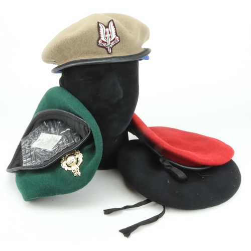 2176 - Berets a selection of British berets most with badges inc 2x SAS