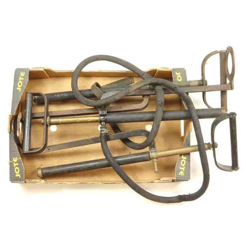 2564 - WW2 home front Stirrup Pumps, one with hose. Buyer collects.   (3)