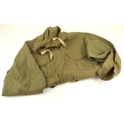 2581 - WW2 scarce WD marked denim overcoat with hood in good condition manufacturers label missing.