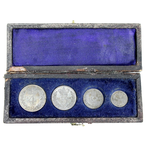 571 - Maundy Set 1870 deeply toned EF-GEF with a modified dated contemporary black case (hinge repaired)