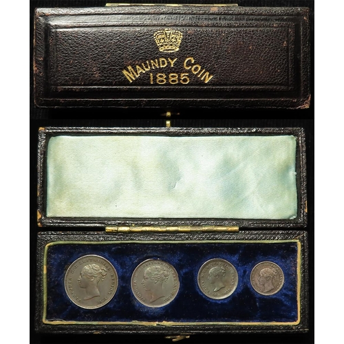 576 - Maundy Set 1885 toned EF-GEF with an original dated RM black case (hinge repaired)