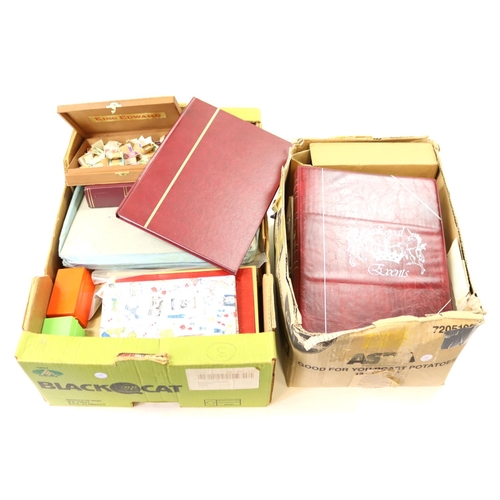 64 - Boxes of various collections in albums etc, inc Tuvalu stamps & covers, Royalty, GB, FDC's, and Worl... 