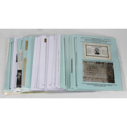 72 - Boxfile with well written up exhibition display sheets in plastic pockets on several topics eg Kitch... 