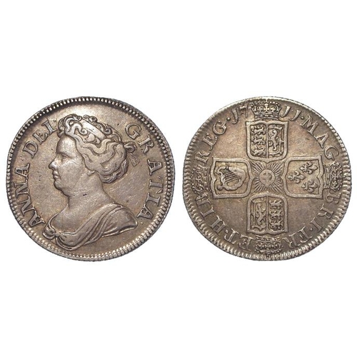 796 - Shilling 1711 fourth bust, S.3618, toned VF/GVF, some light scratches.