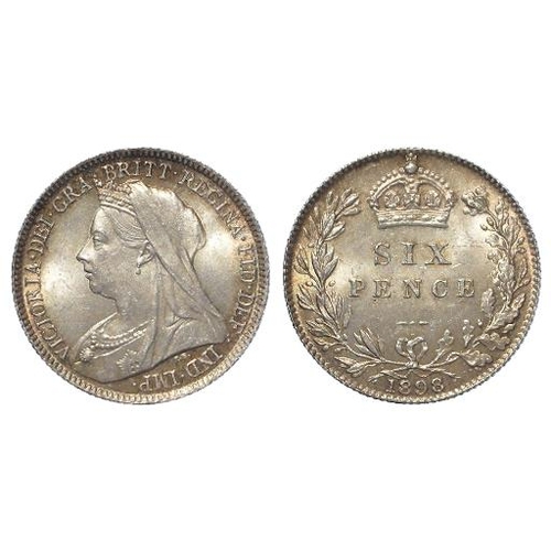 831 - Sixpence 1898 lightly toned UNC, a few tiny marks.