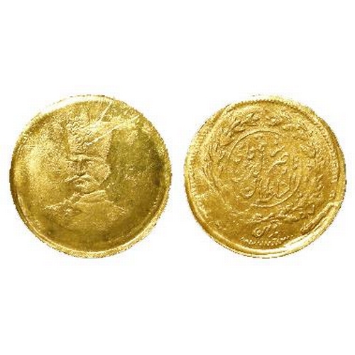 886 - Iran gold 2000 Dinars (1/5 Toman) AH1297, KM# 924, weakly struck but not much circulation, a 'V' sha... 