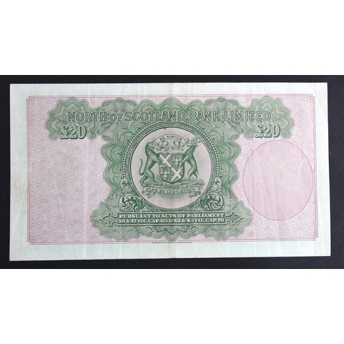 452 - Scotland, North of Scotland Bank 20 Pounds dated 1st July 1943, signed G.L. Webster, serial KT 02785... 