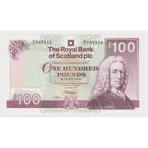 460 - Scotland, Royal Bank of Scotland 100 Pounds dated 30th March 1999, signed G.R. Mathewson, serial A/2... 