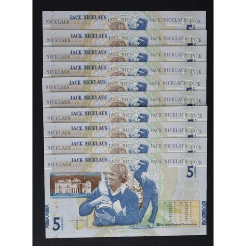 461 - Scotland, Royal Bank of Scotland 5 Pounds (10), Jack Nicklaus Commemorative issue dated 14th July 20... 