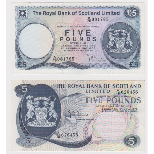 468 - Scotland, Royal Bank of Scotland Limited (2), 5 Pounds dated 15th July 1970 serial A/15 626456 (PMS ... 