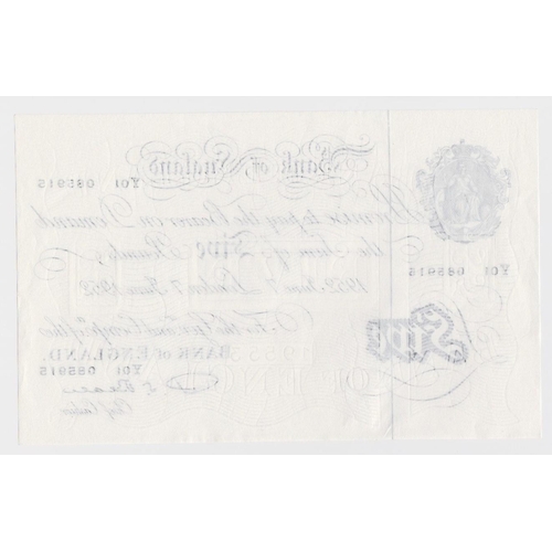 70 - Beale 5 Pounds dated 5th June 1952, scarce FIRST prefix of LAST SERIES 'Y01' prefix, serial Y01 0859... 