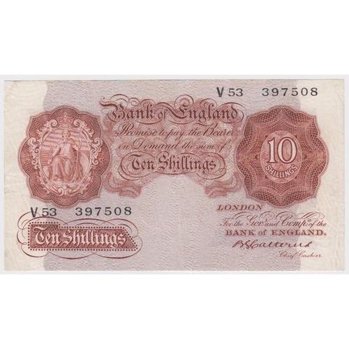 75 - Catterns 10 Shillings issued 1930, FIRST SERIES serial V53 397508 (B223, Pick362b) pinholes, pressed... 