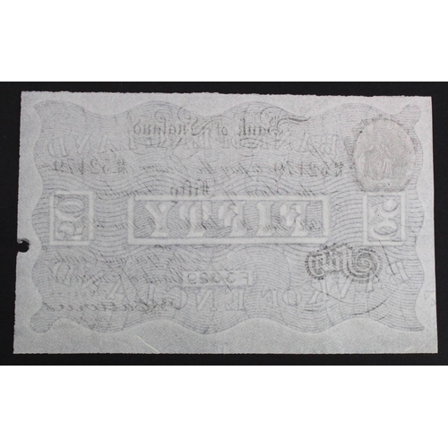 83 - Catterns 50 Pounds BERNHARD note dated 15th June 1933, serial 50/N 27976 (B231 for type) WW2 Operati... 