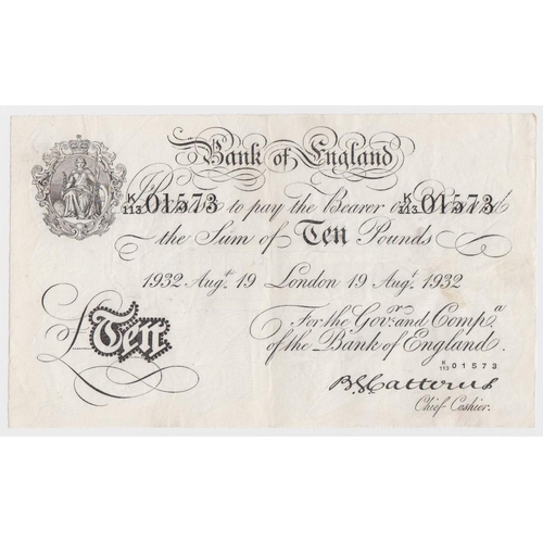 84 - Catterns BERNHARD note, 10 Pounds dated 19th August 1932, serial K/113 01573 (B231 for type) Operati... 