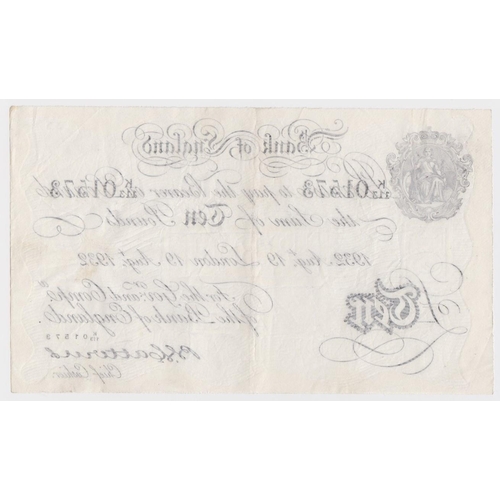 84 - Catterns BERNHARD note, 10 Pounds dated 19th August 1932, serial K/113 01573 (B231 for type) Operati... 