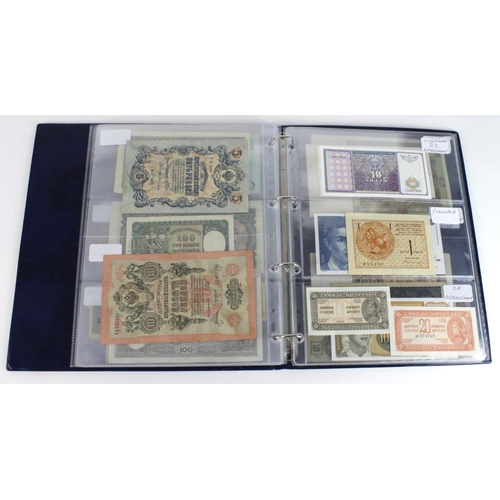 932 - World, Eastern European (55) in banknote album including Bulgaria, Czechoslovakia, Hungary, Memel, Y... 