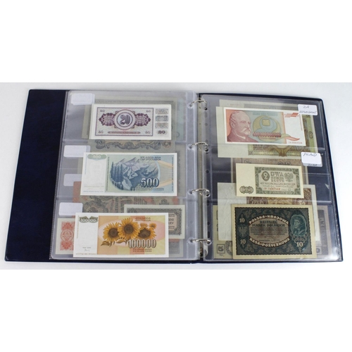 932 - World, Eastern European (55) in banknote album including Bulgaria, Czechoslovakia, Hungary, Memel, Y... 