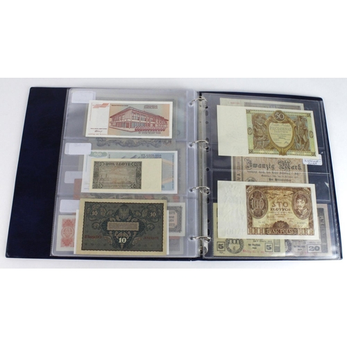 932 - World, Eastern European (55) in banknote album including Bulgaria, Czechoslovakia, Hungary, Memel, Y... 