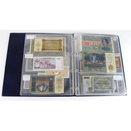 932 - World, Eastern European (55) in banknote album including Bulgaria, Czechoslovakia, Hungary, Memel, Y... 