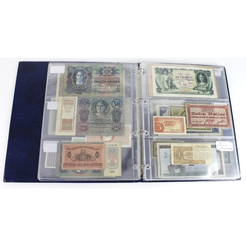 932 - World, Eastern European (55) in banknote album including Bulgaria, Czechoslovakia, Hungary, Memel, Y... 