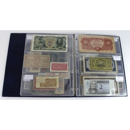 932 - World, Eastern European (55) in banknote album including Bulgaria, Czechoslovakia, Hungary, Memel, Y... 