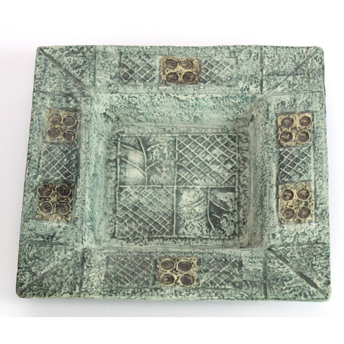 1006 - Troika Pottery square bowl, base unmarked, height 3cm, diamater 24cm approx.