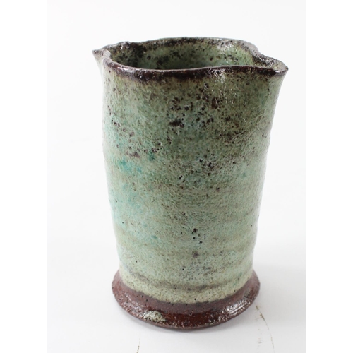 1013 - Ulla Hansen. Stone ware beaker by Ulla Hansen with two spouts, height 10.5cm approx.