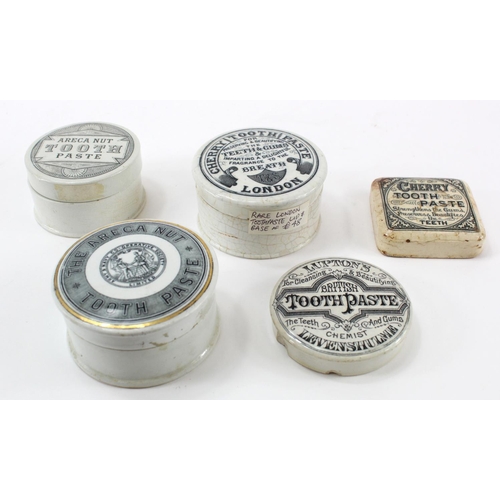 1021 - Pot lid interest a single owner collection- Five toothpaste pot lids to include, Army Navy & Co-oper... 