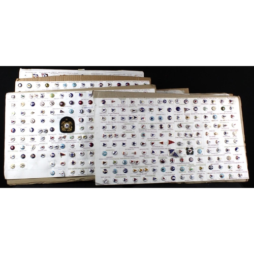 1048 - Yacht Club Burgee hat badges, a superb and vast vintage collection of United States enamelled badges... 