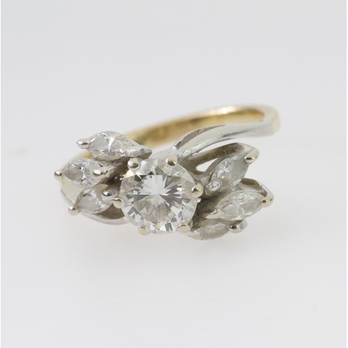 105 - 18ct yellow and white gold ring set with principal round brilliant cut diamond weighing approx. 0.90... 