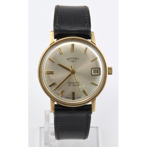 468 - Gents 9ct cased Rotary Automatic wristwatch, with Swiss 25 Jewels movement, the dial with gilt baton... 