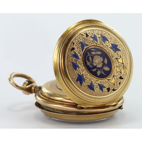 472 - Yellow metal (test as approx 18ct) ladies open face pocket watch, approx 32mm dia. Total weight 25.4... 