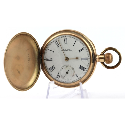 483 - Gents gold plated full hunter pocket watch by Waltham (circa 1900) in the Dennison 