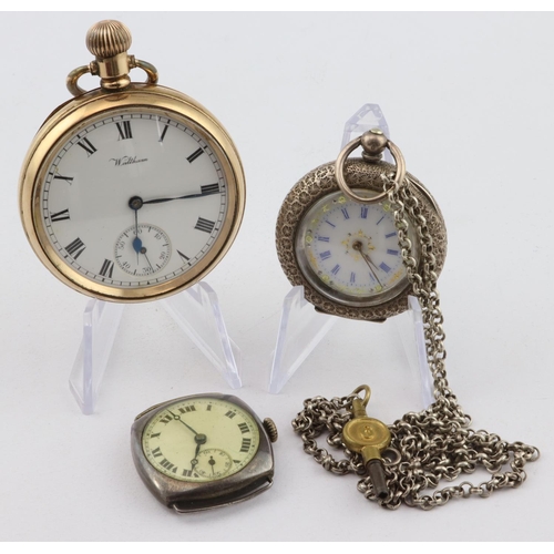 486 - Gents gold plated open face pocket watch by Waltham in the 