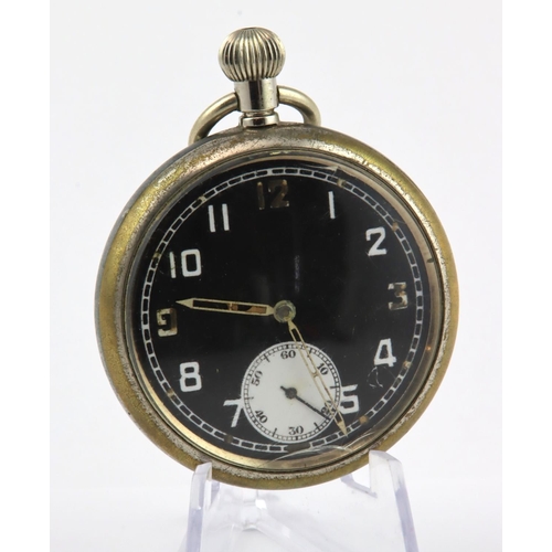 487 - Gents military issue pocket watch. Marked on the back 