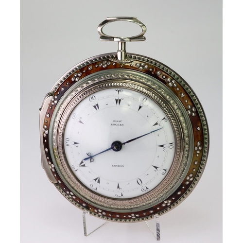 488 - Gents triple cased silver pocket watch by Isaac Rogers made for the Turkish market. Hallmarked 1794.... 