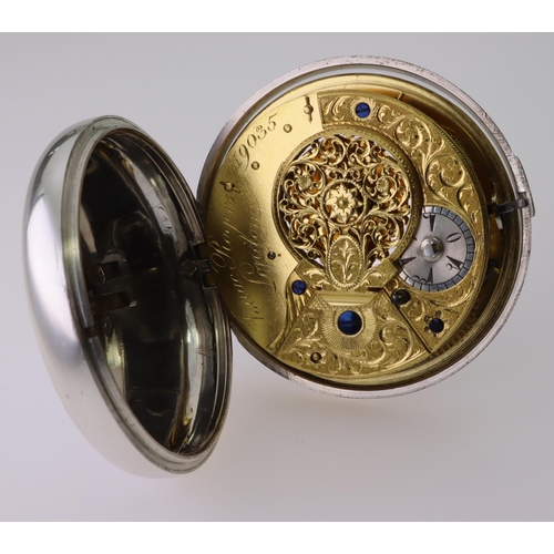 488 - Gents triple cased silver pocket watch by Isaac Rogers made for the Turkish market. Hallmarked 1794.... 