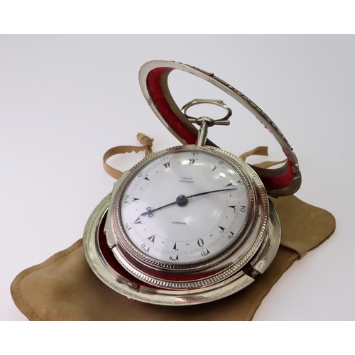 488 - Gents triple cased silver pocket watch by Isaac Rogers made for the Turkish market. Hallmarked 1794.... 