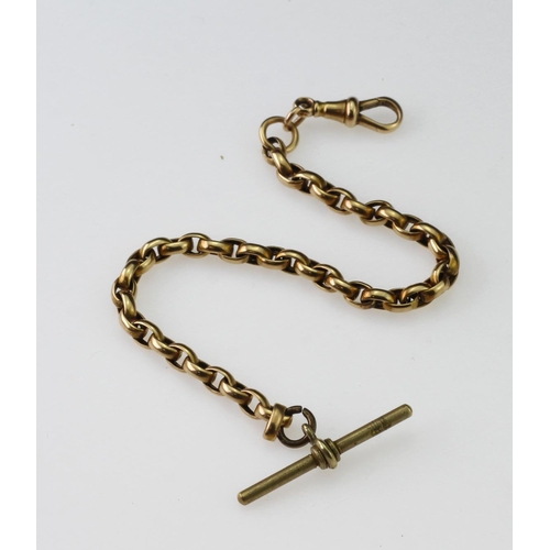 509 - Yellow metal (tests as approx 18ct) pocket watch chain with non gold 