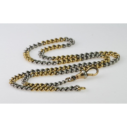 512 - 18ct / Platinum bi-colour pocket watch chain. Approx length 46cm, weight 31.7g