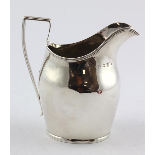 589 - Georgian helmet shaped silver Newcastle cream jug by J.L. (John Langlands II) c1800 (no date letter)... 