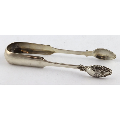 597 - Glasgow Silver. Victorian silver sugar tongs, hallmarked 'J&AK, Glasgow 1845' (James & Andrew Kelly)... 